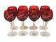 SET of 8 Vintage BOHEMIAN Style RUBY RED Cut to Clear CRYSTAL WINE GOBLETS Glass