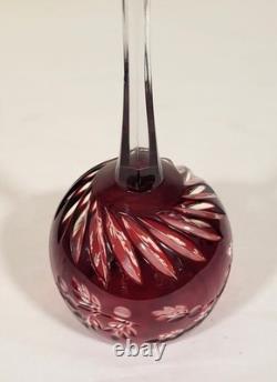 SET of 8 Vintage BOHEMIAN Style RUBY RED Cut to Clear CRYSTAL WINE GOBLETS Glass