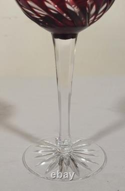 SET of 8 Vintage BOHEMIAN Style RUBY RED Cut to Clear CRYSTAL WINE GOBLETS Glass