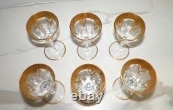 SIX (6) VINTAGE GOLD RIM With SWAGS WINE GLASSES 6 7/8 TALL