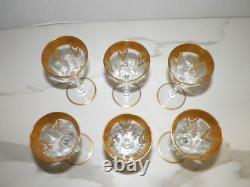 SIX (6) VINTAGE GOLD RIM With SWAGS WINE GLASSES 6 7/8 TALL
