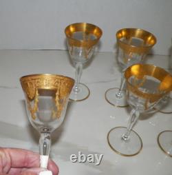SIX (6) VINTAGE GOLD RIM With SWAGS WINE GLASSES 6 7/8 TALL
