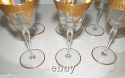 SIX (6) VINTAGE GOLD RIM With SWAGS WINE GLASSES 6 7/8 TALL
