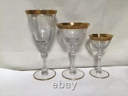 SS85 Vintage Tiffin-Franciscan Clear & Gold Etching Crystal Wine Glass Set of 12