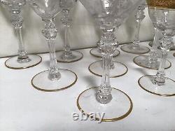 SS85 Vintage Tiffin-Franciscan Clear & Gold Etching Crystal Wine Glass Set of 12