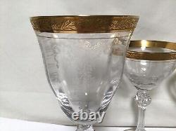 SS85 Vintage Tiffin-Franciscan Clear & Gold Etching Crystal Wine Glass Set of 12