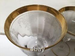 SS85 Vintage Tiffin-Franciscan Clear & Gold Etching Crystal Wine Glass Set of 12