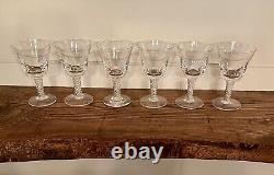 STUART-Six Mid-Century Modern'Newport' Wine Glasses-Air Twist Stem-C. 1965