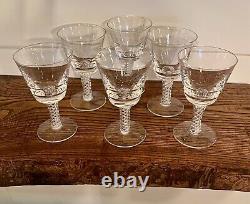 STUART-Six Mid-Century Modern'Newport' Wine Glasses-Air Twist Stem-C. 1965