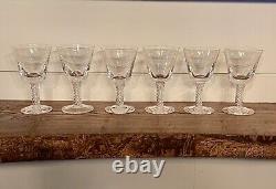 STUART-Six Mid-Century Modern'Newport' Wine Glasses-Air Twist Stem-C. 1965