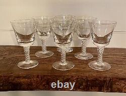 STUART-Six Mid-Century Modern'Newport' Wine Glasses-Air Twist Stem-C. 1965