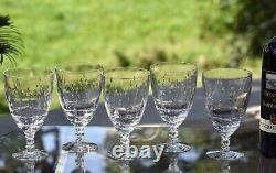 STUNNING! 5 Vintage Crystal Etched Wine Glasses, Tiffin Franciscan, Theda 1960's