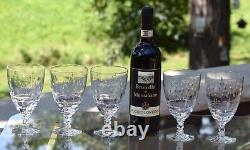 STUNNING! 5 Vintage Crystal Etched Wine Glasses, Tiffin Franciscan, Theda 1960's