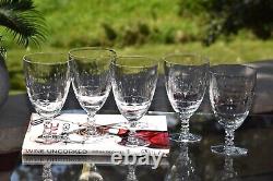 STUNNING! 5 Vintage Crystal Etched Wine Glasses, Tiffin Franciscan, Theda 1960's