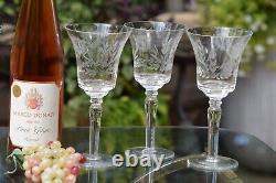 STUNNING! 6 Vintage Etched Wine glasses, 1950's, Vintage 10 oz Wine Glasses