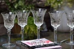STUNNING! 6 Vintage Etched Wine glasses, 1950's, Vintage 10 oz Wine Glasses