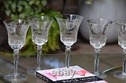 STUNNING! 6 Vintage Etched Wine glasses, 1950's, Vintage 10 oz Wine Glasses