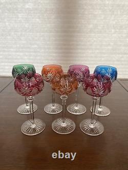 STUNNING SET(7) VTG Multicolored VAL ST LAMBERT BERNCASTEL Hock Wine Glasses 7H