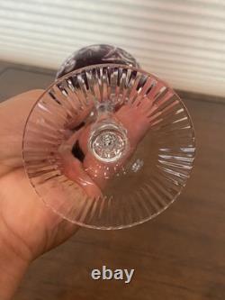 STUNNING VTG Amethyst/Green Cut To Clear Grape Crystal Wine Glasses 7.75H PAIR