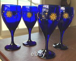 SUN and MOON Vtg Libbey Wine Glasses 4
