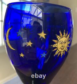 SUN and MOON Vtg Libbey Wine Glasses 4