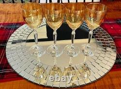 S/15 Vintage Gold Amber Iridescent Wine Glasses Lovely 6 Oz