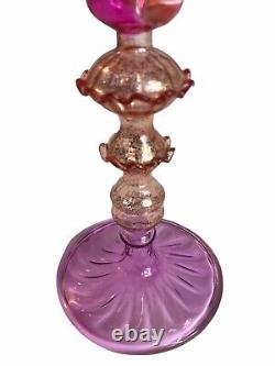 Salviati Murano Art Glass Wine Goblet Pink Purple Vtg Venetian Italy Handmade