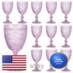 Scawim Pack of 12 Glass Goblets Wine Glassware, 10 oz, Purple