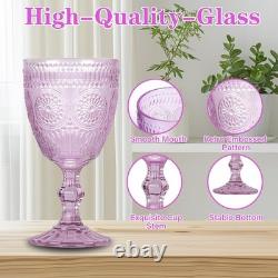 Scawim Pack of 12 Glass Goblets Wine Glassware, 10 oz, Purple