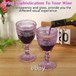 Scawim Pack of 12 Glass Goblets Wine Glassware, 10 oz, Purple
