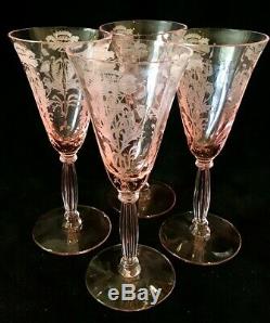 Se of 4 Vintage Tiffin Pink Flanders Wine Goblets 6'
