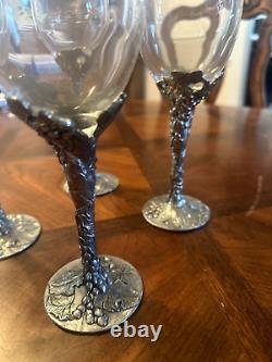 Seagull 1990 Wine Glasses (RARE Grapes Pattern) Vintage Set Of 6