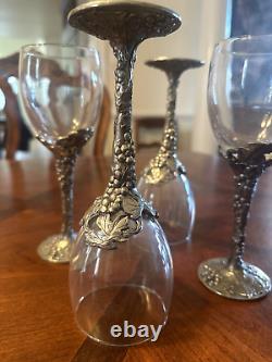 Seagull 1990 Wine Glasses (RARE Grapes Pattern) Vintage Set Of 6