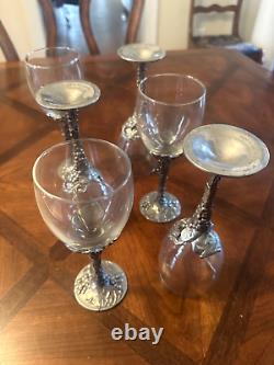 Seagull 1990 Wine Glasses (RARE Grapes Pattern) Vintage Set Of 6