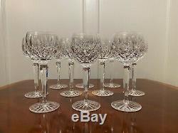 Set 10 True Vintage Signed WATERFORD CRYSTAL Lismore Wine Hocks Goblets Glasses