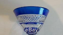 Set/10 Vintage Crystal Wine Goblets, Cobalt Cut-to-Clear