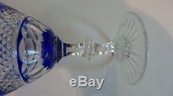 Set/10 Vintage Crystal Wine Goblets, Cobalt Cut-to-Clear