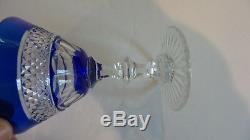 Set/10 Vintage Crystal Wine Goblets, Cobalt Cut-to-Clear