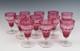 Set 11 Vintage 3oz Cranberry Cut Crystal 4.25 Cordial Sherry Port Wine Glasses