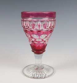 Set 11 Vintage 3oz Cranberry Cut Crystal 4.25 Cordial Sherry Port Wine Glasses