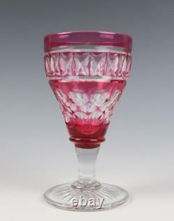 Set 11 Vintage 3oz Cranberry Cut Crystal 4.25 Cordial Sherry Port Wine Glasses