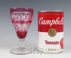 Set 11 Vintage 3oz Cranberry Cut Crystal 4.25 Cordial Sherry Port Wine Glasses