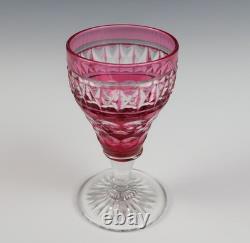 Set 11 Vintage 3oz Cranberry Cut Crystal 4.25 Cordial Sherry Port Wine Glasses