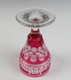 Set 11 Vintage 3oz Cranberry Cut Crystal 4.25 Cordial Sherry Port Wine Glasses