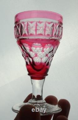 Set 11 Vintage 3oz Cranberry Cut Crystal 4.25 Cordial Sherry Port Wine Glasses