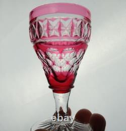 Set 11 Vintage 3oz Cranberry Cut Crystal 4.25 Cordial Sherry Port Wine Glasses