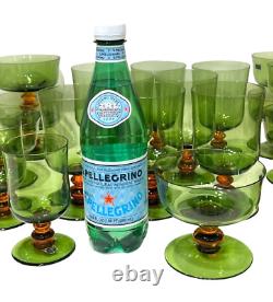 Set 23 Vintage NASON & MORETTI Italian Murano Mid Century Modern Wine Bar Glass