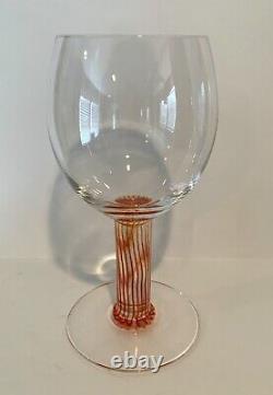 Set 2 Rare HTF Vintage Kosta Boda FILIPPA Wine Glasses Blue Orange Kjell Engman