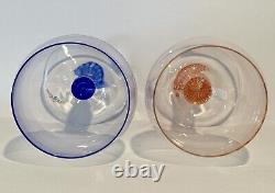 Set 2 Rare HTF Vintage Kosta Boda FILIPPA Wine Glasses Blue Orange Kjell Engman