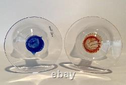 Set 2 Rare HTF Vintage Kosta Boda FILIPPA Wine Glasses Blue Orange Kjell Engman